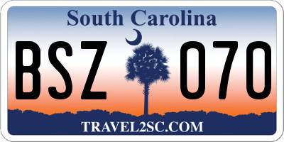 SC license plate BSZ070