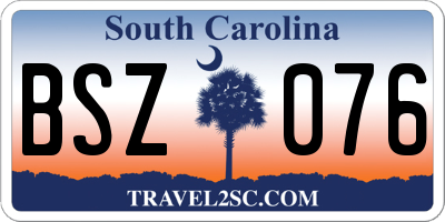 SC license plate BSZ076