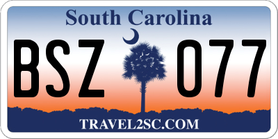 SC license plate BSZ077