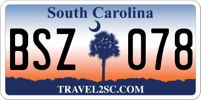 SC license plate BSZ078