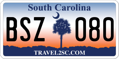 SC license plate BSZ080