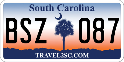 SC license plate BSZ087