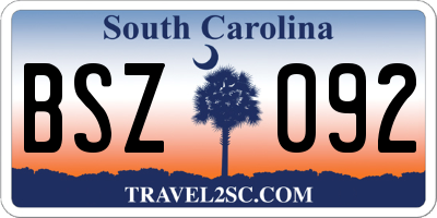 SC license plate BSZ092