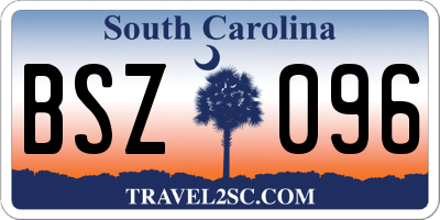 SC license plate BSZ096