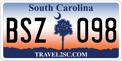 SC license plate BSZ098