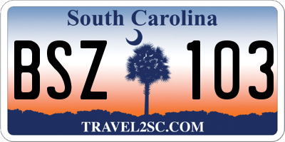SC license plate BSZ103