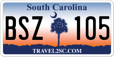 SC license plate BSZ105