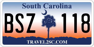 SC license plate BSZ118