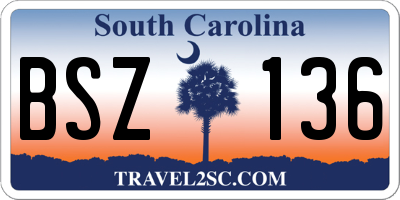 SC license plate BSZ136