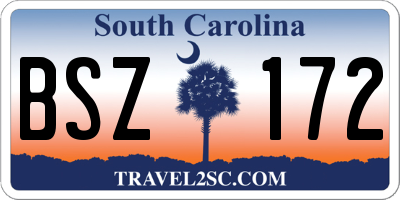 SC license plate BSZ172
