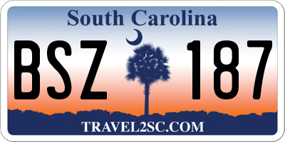 SC license plate BSZ187