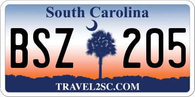 SC license plate BSZ205