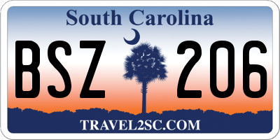SC license plate BSZ206
