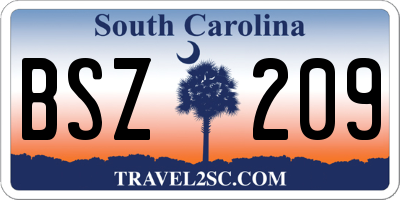 SC license plate BSZ209
