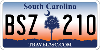 SC license plate BSZ210