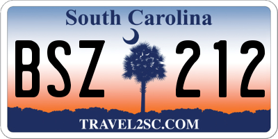 SC license plate BSZ212