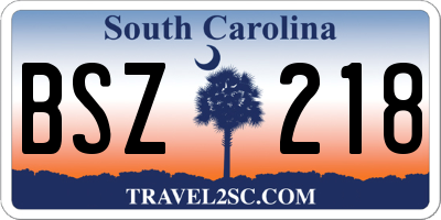 SC license plate BSZ218