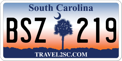 SC license plate BSZ219