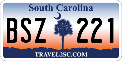 SC license plate BSZ221