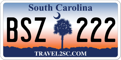 SC license plate BSZ222
