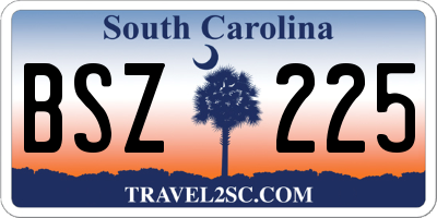 SC license plate BSZ225
