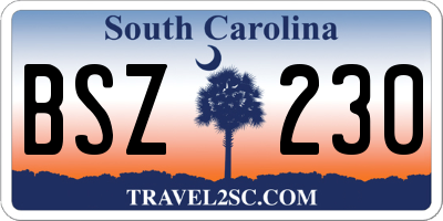 SC license plate BSZ230