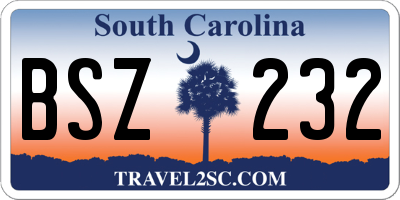 SC license plate BSZ232