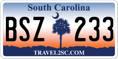 SC license plate BSZ233