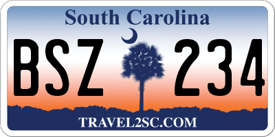SC license plate BSZ234