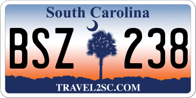 SC license plate BSZ238