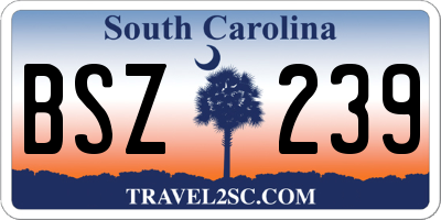 SC license plate BSZ239