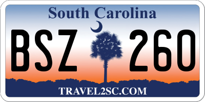 SC license plate BSZ260