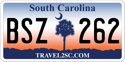 SC license plate BSZ262