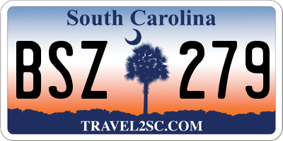 SC license plate BSZ279