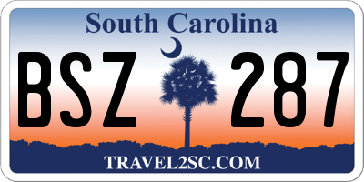 SC license plate BSZ287