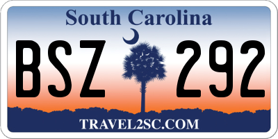 SC license plate BSZ292