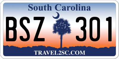 SC license plate BSZ301