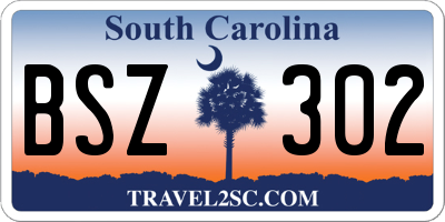 SC license plate BSZ302
