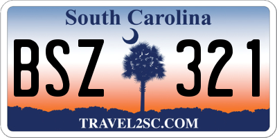 SC license plate BSZ321