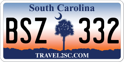 SC license plate BSZ332