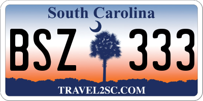 SC license plate BSZ333