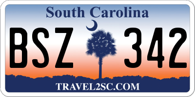 SC license plate BSZ342