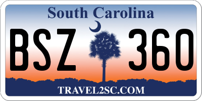 SC license plate BSZ360