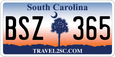 SC license plate BSZ365