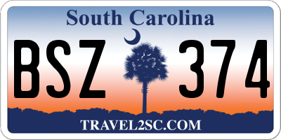 SC license plate BSZ374