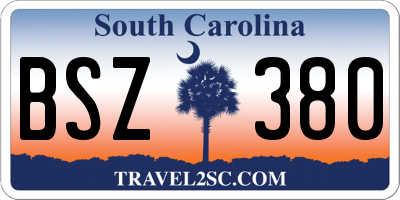 SC license plate BSZ380