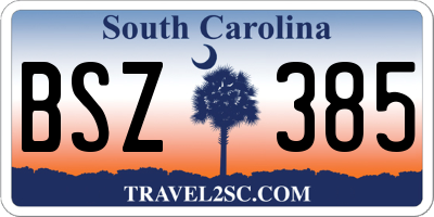 SC license plate BSZ385