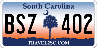 SC license plate BSZ402