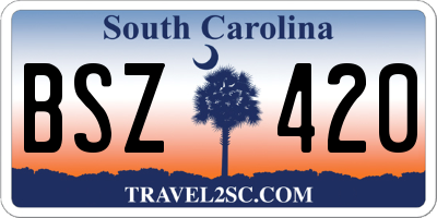 SC license plate BSZ420