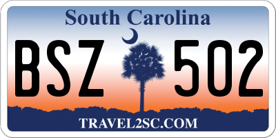 SC license plate BSZ502
